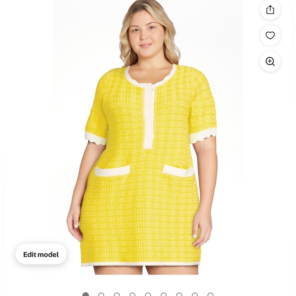 Free Assembly Women's Mini Sweater Dress with Scalloped Trim -Women’s Size XXL
